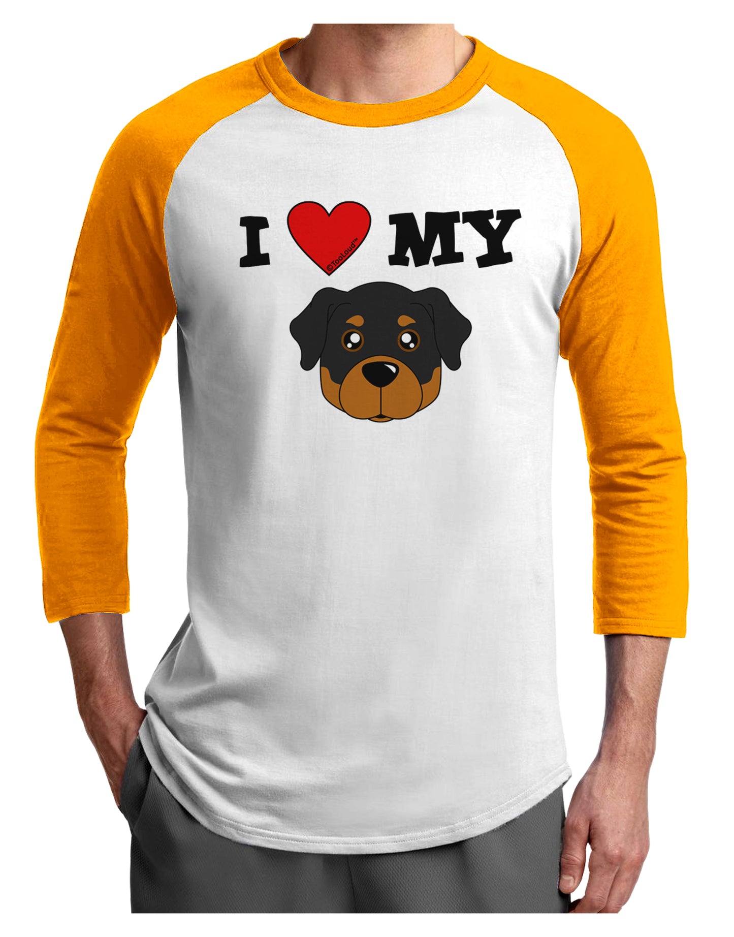 I Heart My - Cute Rottweiler Dog Adult Raglan Shirt by TooLoud-TooLoud-White-Gold-X-Small-Davson Sales