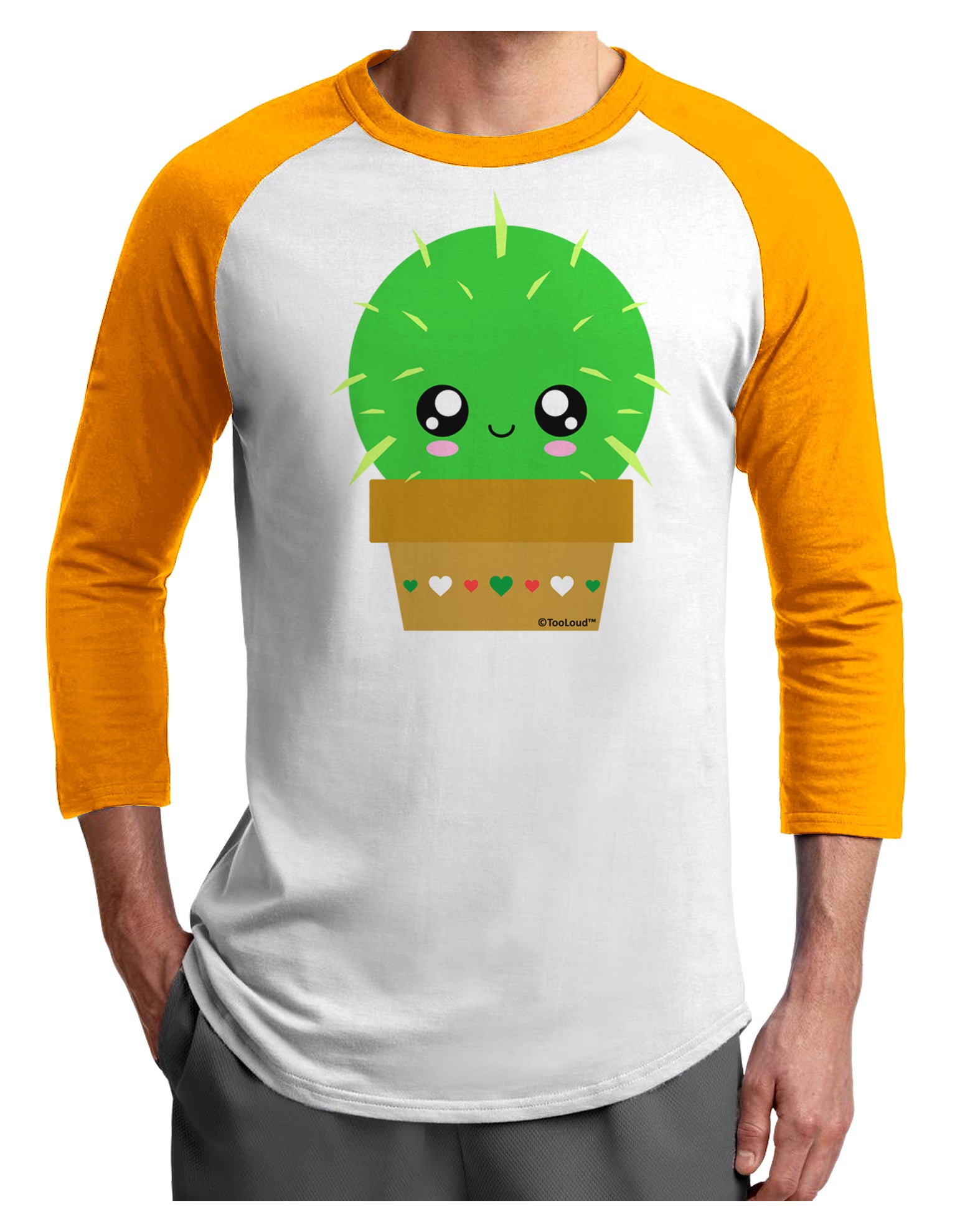 Cute Cactus Design Adult Raglan Shirt by TooLoud-TooLoud-White-Gold-X-Small-Davson Sales