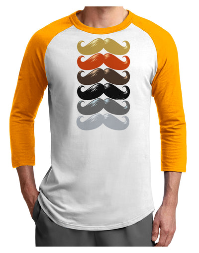 Natural Mustache Rainbow Adult Raglan Shirt-Raglan Shirt-TooLoud-White-Gold-X-Small-Davson Sales