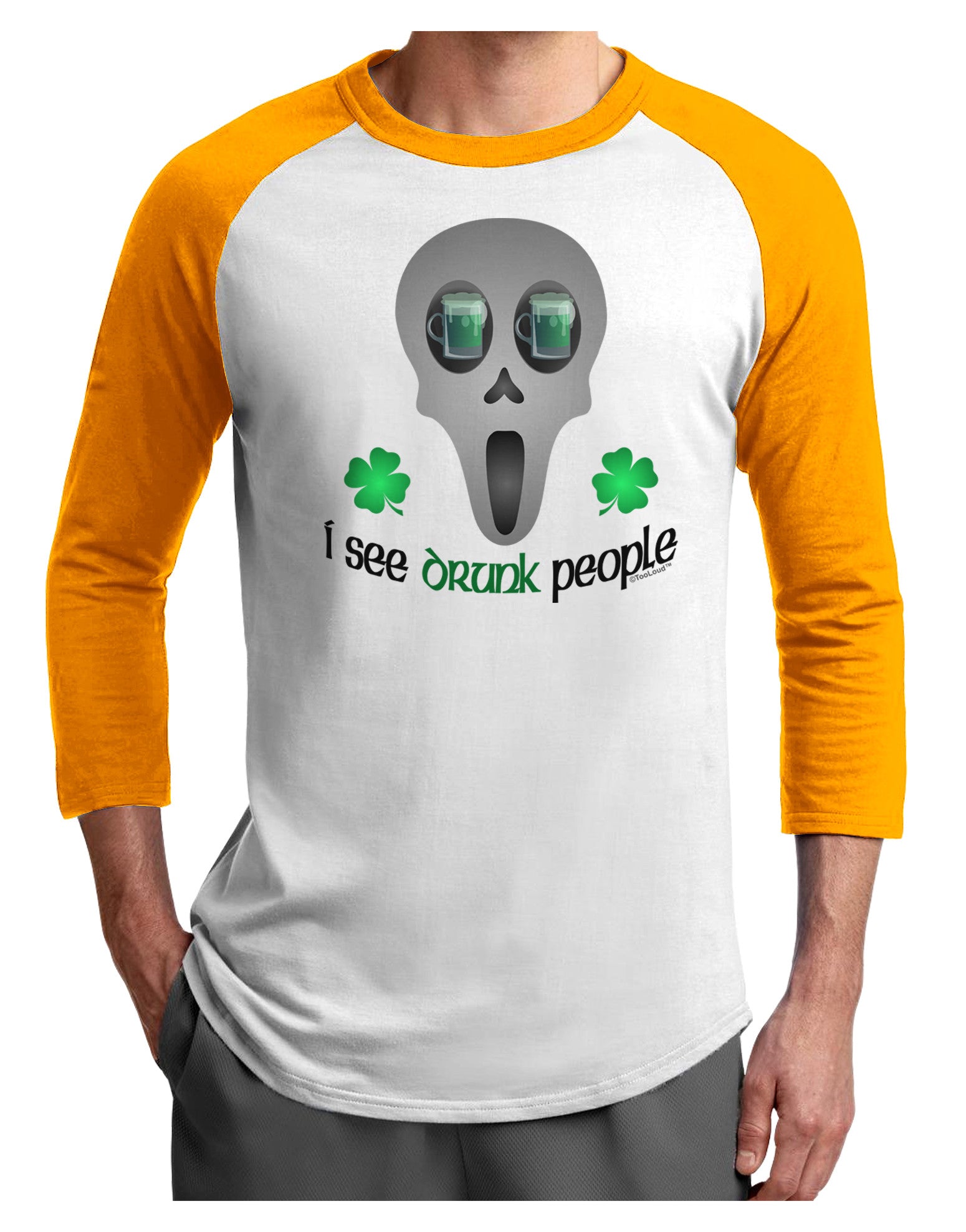 I See Drunk People Adult Raglan Shirt-Raglan Shirt-TooLoud-White-Gold-X-Small-Davson Sales