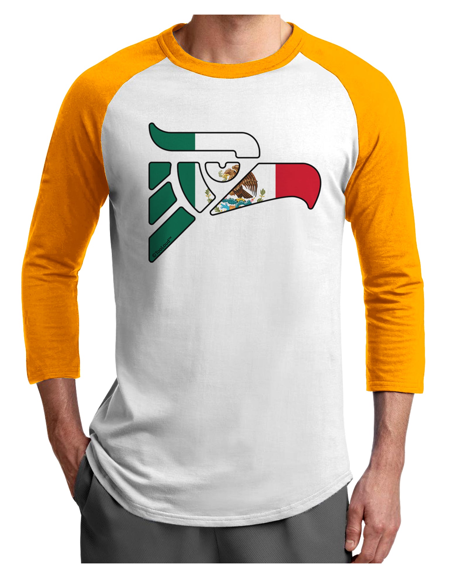 Hecho en Mexico Eagle Symbol - Mexican Flag Adult Raglan Shirt by TooLoud-TooLoud-White-Gold-X-Small-Davson Sales