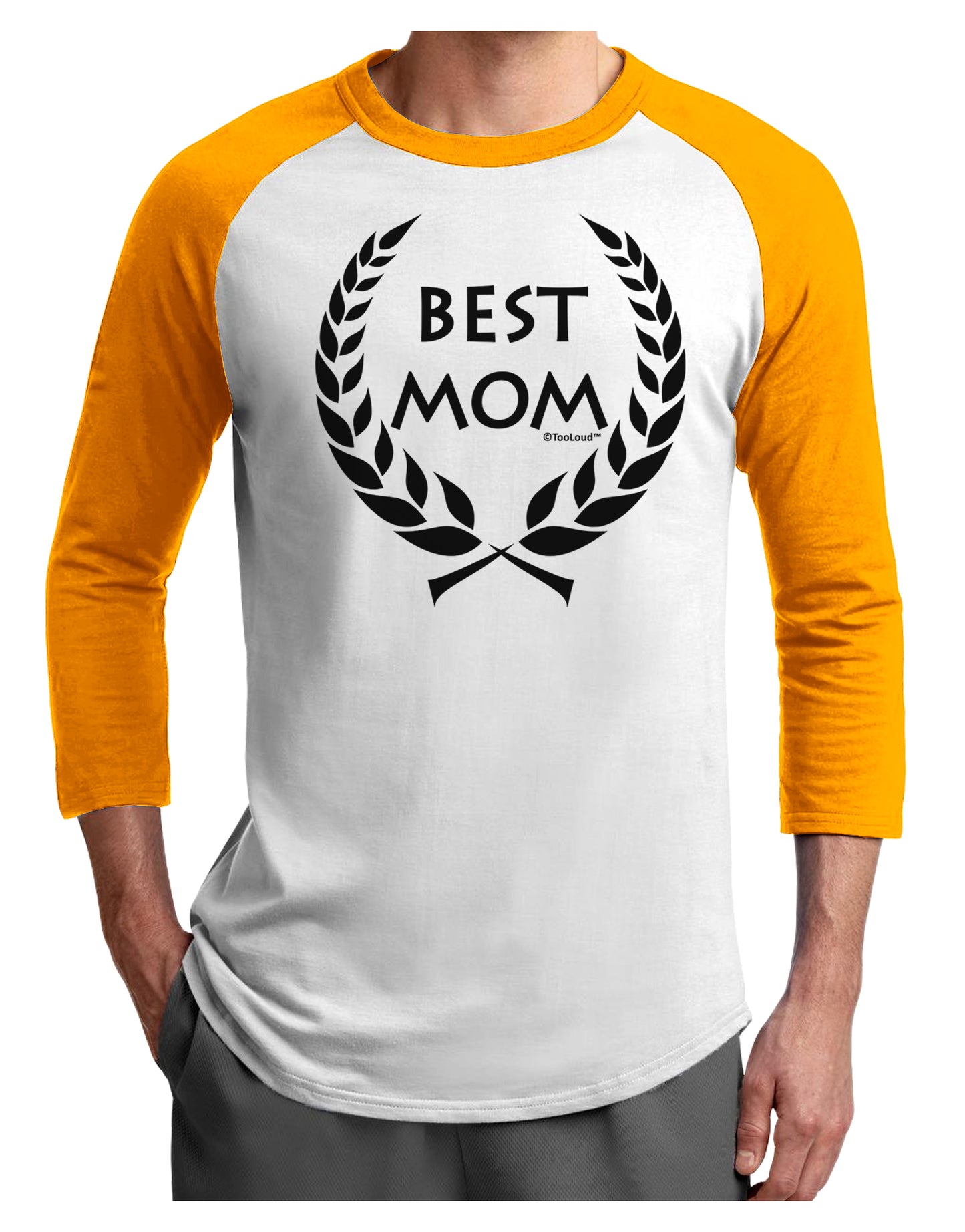 Best Mom - Wreath Design Adult Raglan Shirt by TooLoud-TooLoud-White-Gold-X-Small-Davson Sales