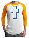 Simple Cross Design Glitter - Blue Adult Raglan Shirt by TooLoud-TooLoud-White-Gold-X-Small-Davson Sales