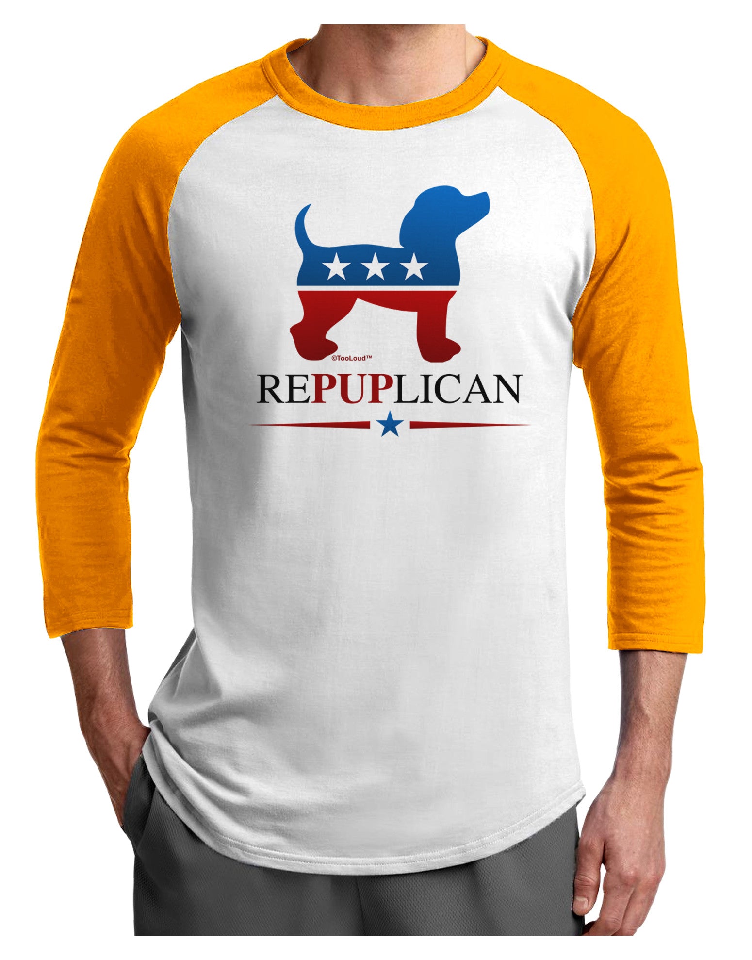 RePUPlican Adult Raglan Shirt-Raglan Shirt-TooLoud-White-Gold-X-Small-Davson Sales