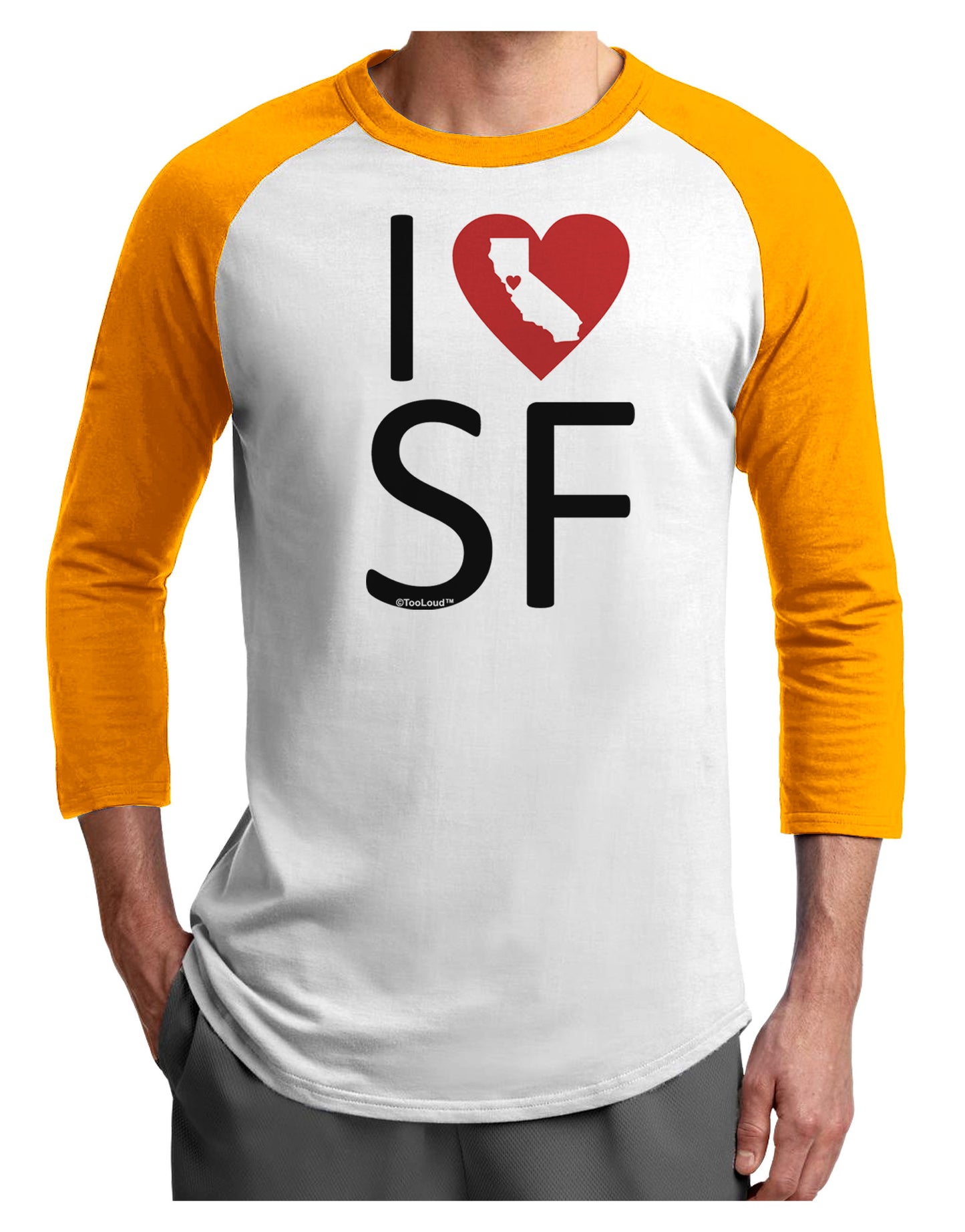 I Heart San Francisco Adult Raglan Shirt-Raglan Shirt-TooLoud-White-Gold-X-Small-Davson Sales