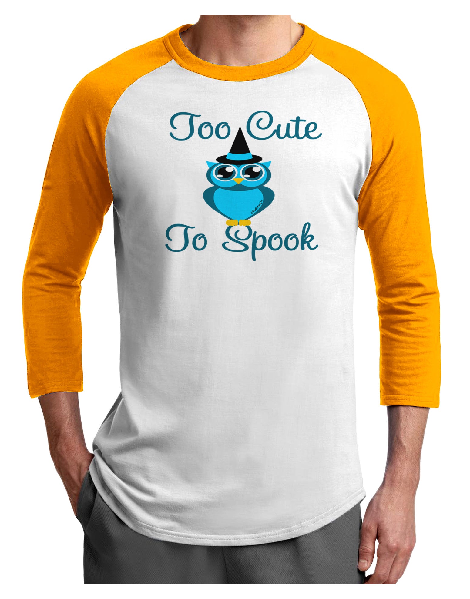 Owl Too Cute Blue Adult Raglan Shirt-Raglan Shirt-TooLoud-White-Gold-X-Small-Davson Sales