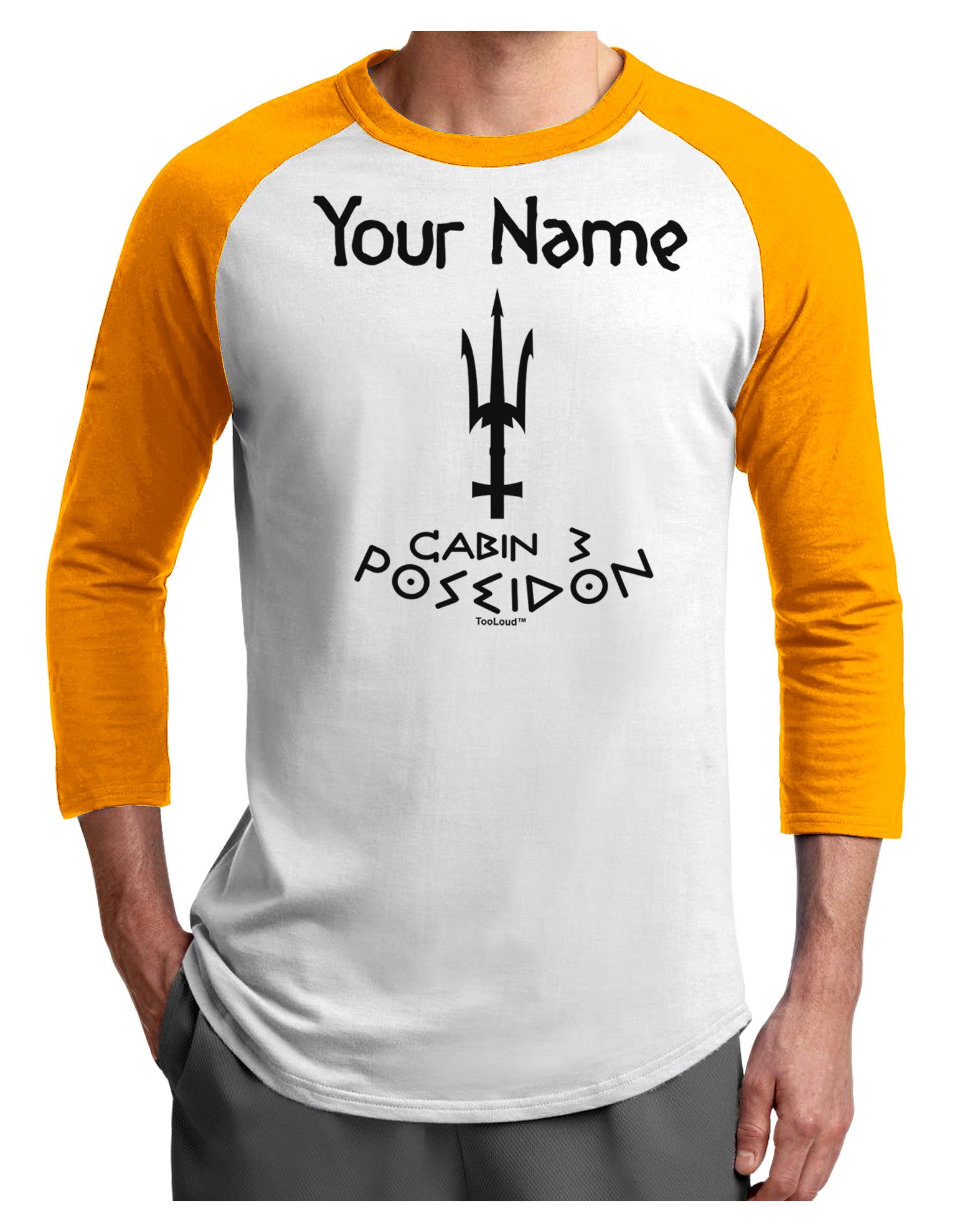 Personalized Cabin 3 Poseidon Adult Raglan Shirt-Raglan Shirt-TooLoud-White-Gold-X-Small-Davson Sales