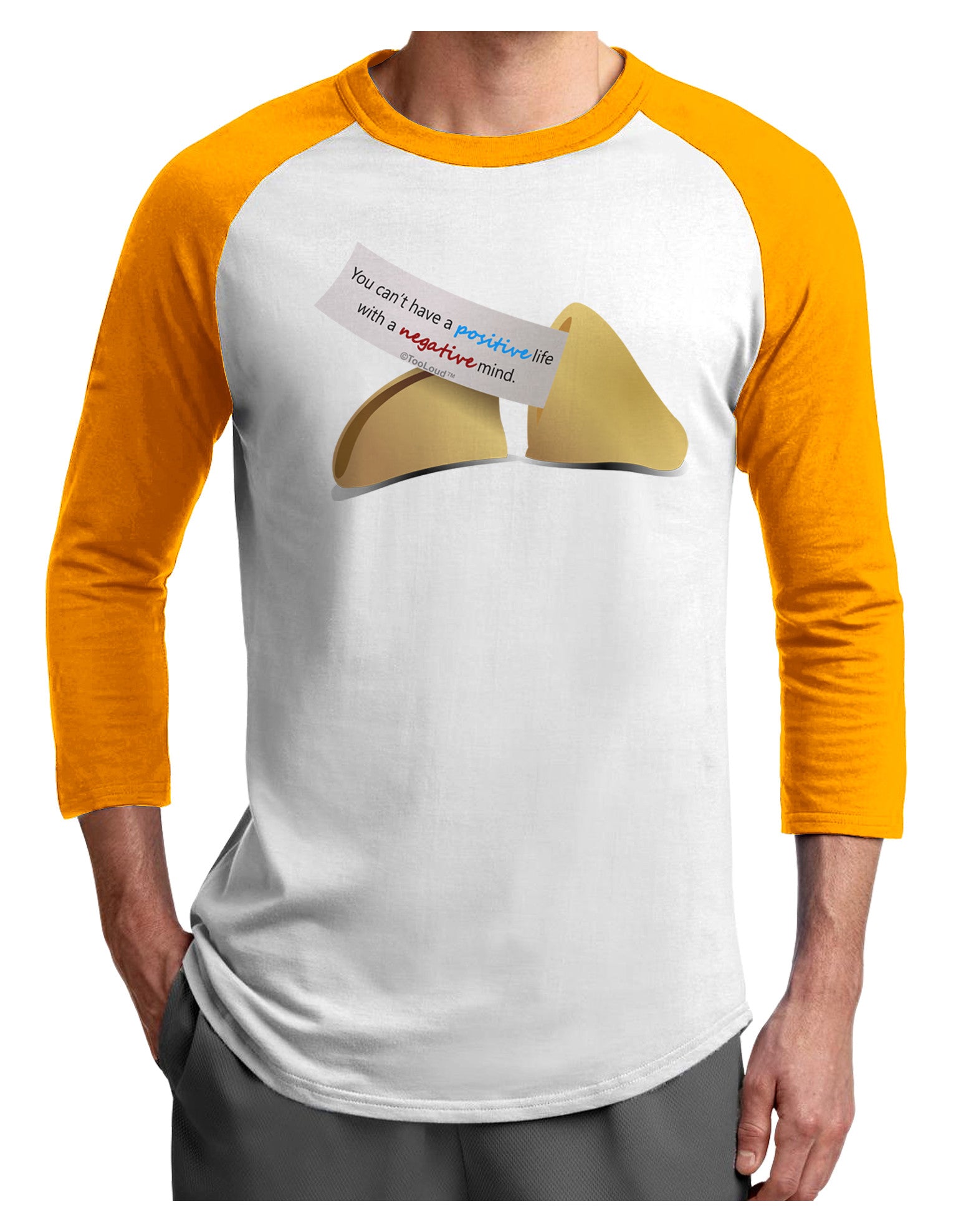 Positive Life - Fortune Cookie Adult Raglan Shirt-Raglan Shirt-TooLoud-White-Gold-X-Small-Davson Sales