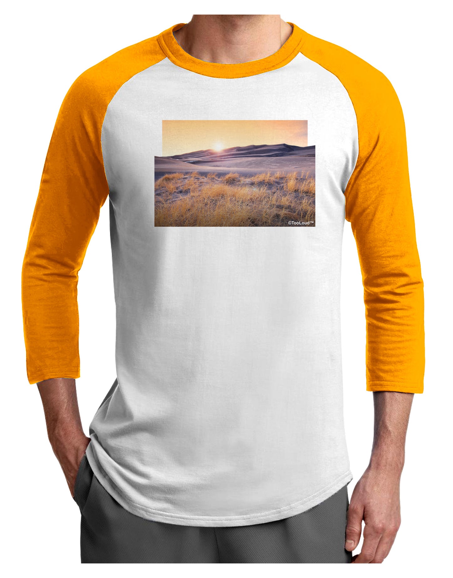Colorado Sand Dunes Cutout Adult Raglan Shirt-Raglan Shirt-TooLoud-White-Gold-X-Small-Davson Sales