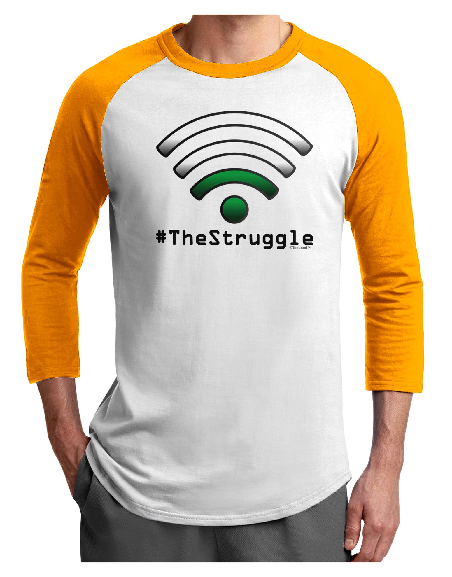 The Struggle - Low Wifi Adult Raglan Shirt-Raglan Shirt-TooLoud-White-Gold-X-Small-Davson Sales