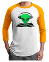 Alien DJ Adult Raglan Shirt-TooLoud-White-Gold-X-Small-Davson Sales