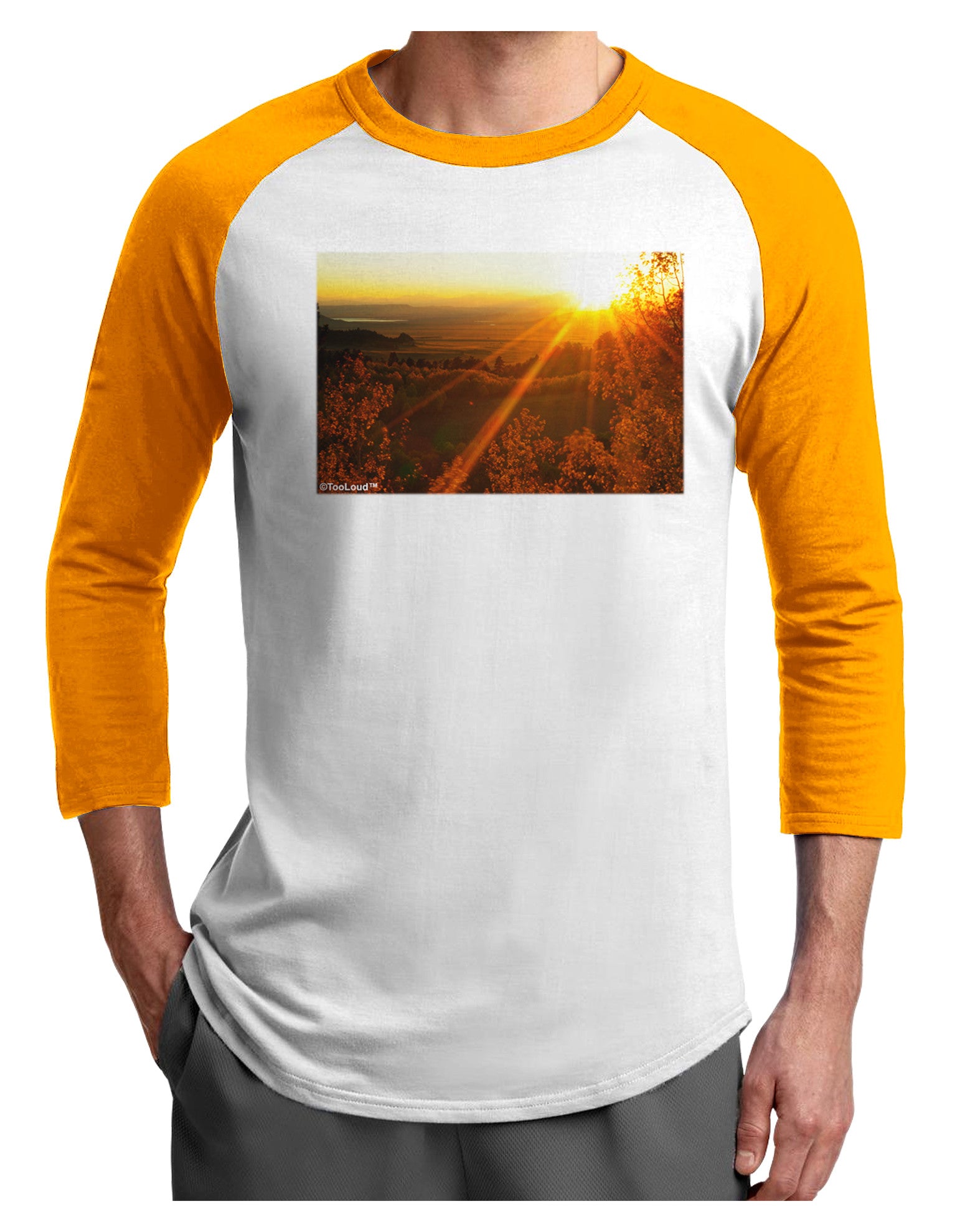 Colorado Sunset Adult Raglan Shirt-TooLoud-White-Gold-X-Small-Davson Sales
