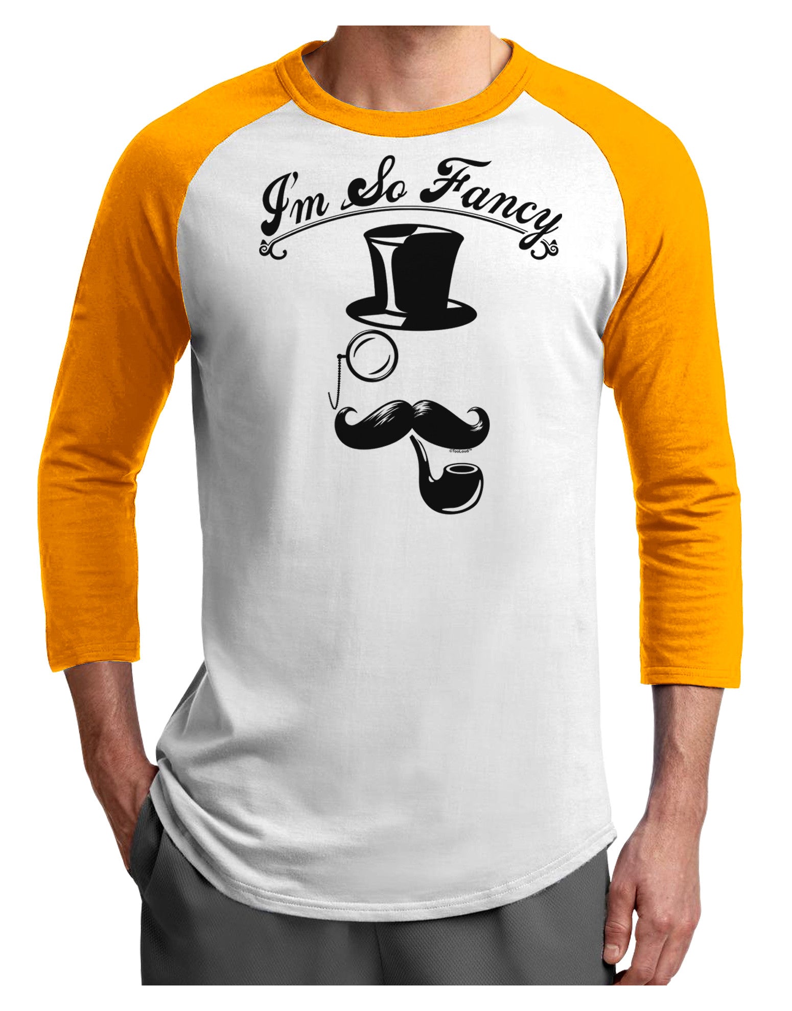 I'm So Fancy - Classy Mustache Adult Raglan Shirt-Raglan Shirt-TooLoud-White-Gold-X-Small-Davson Sales