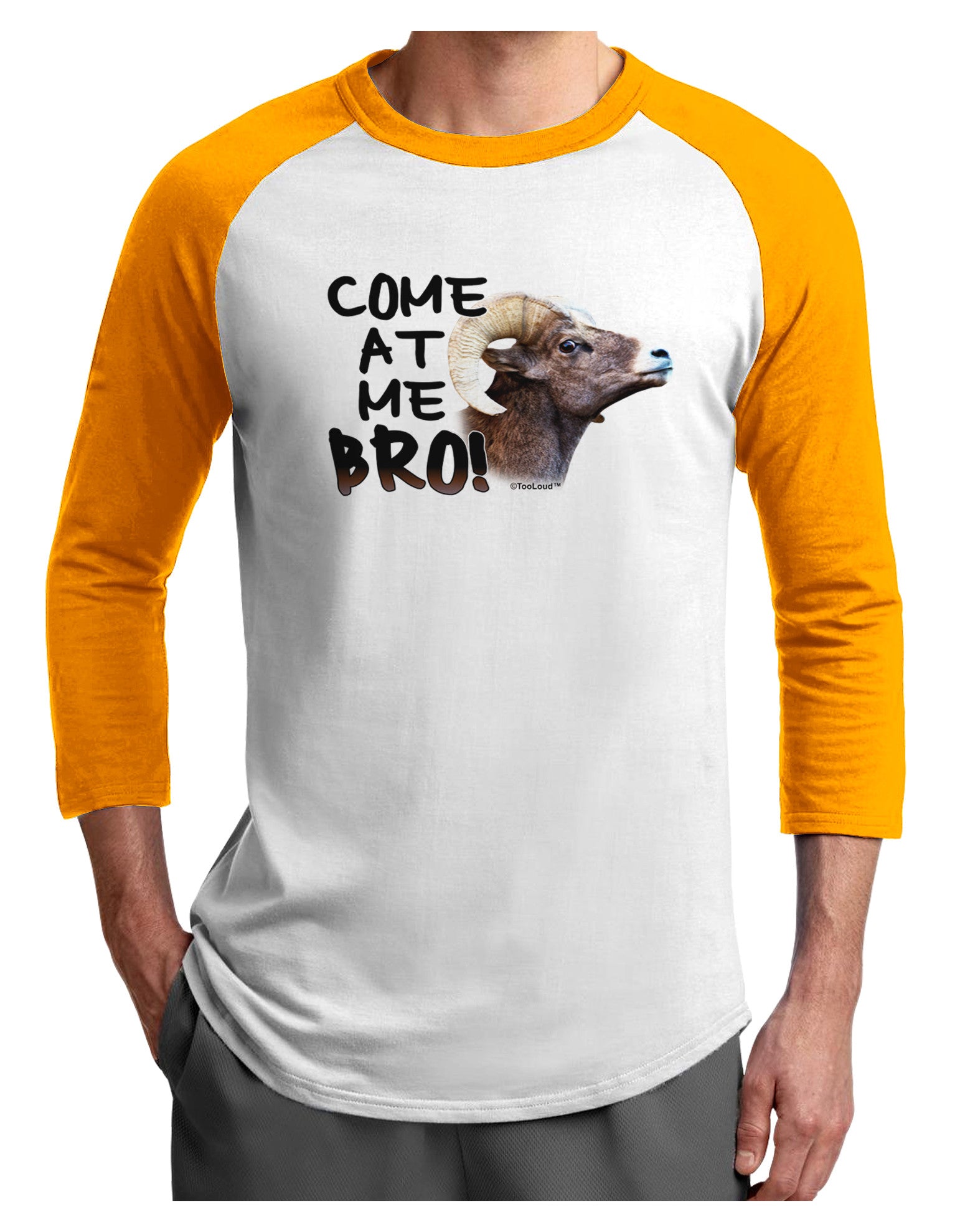 Come At Me Bro Big Horn Adult Raglan Shirt-Raglan Shirt-TooLoud-White-Gold-X-Small-Davson Sales