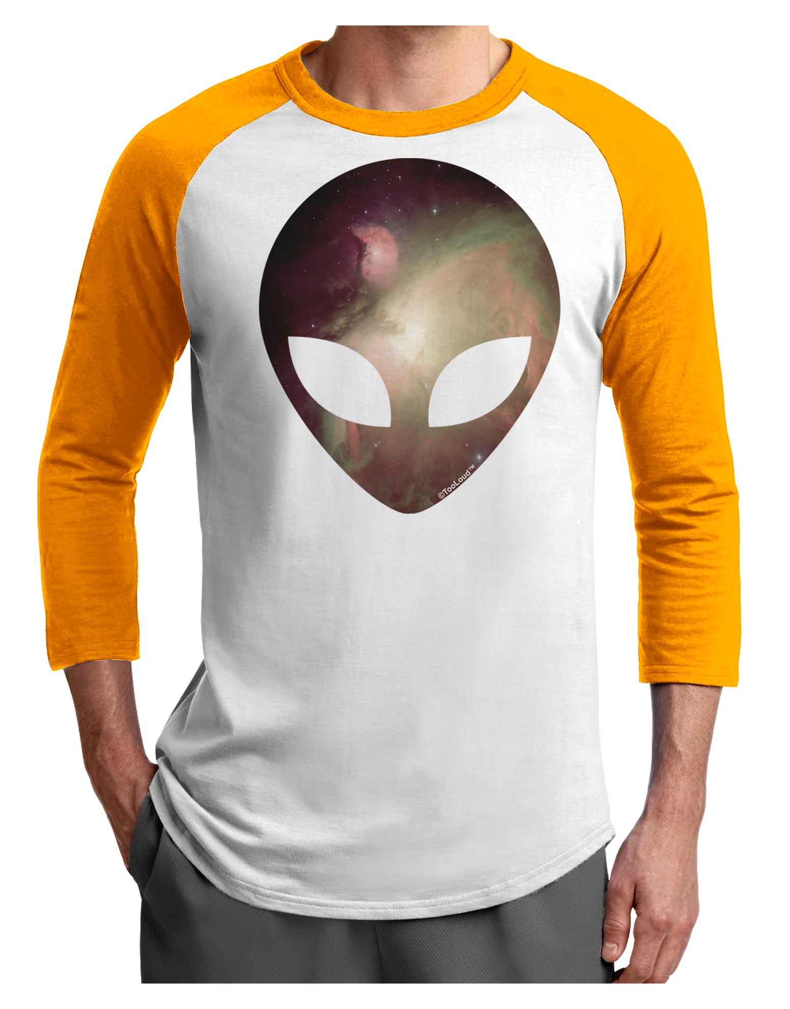 Extraterrestrial Face - Space #2 Adult Raglan Shirt by TooLoud-TooLoud-White-Gold-X-Small-Davson Sales