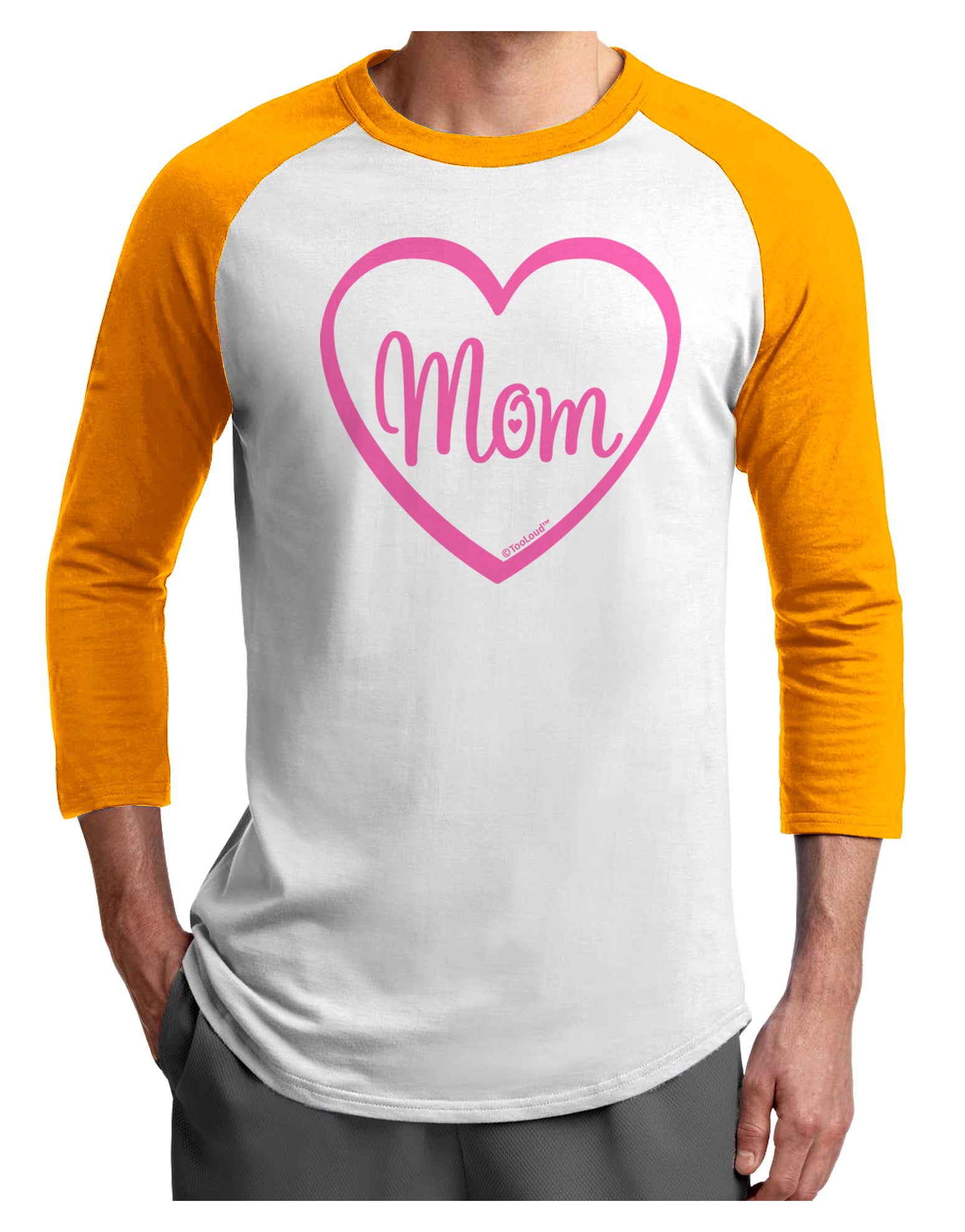 Mom Heart Design - Pink Adult Raglan Shirt by TooLoud-TooLoud-White-Gold-X-Small-Davson Sales