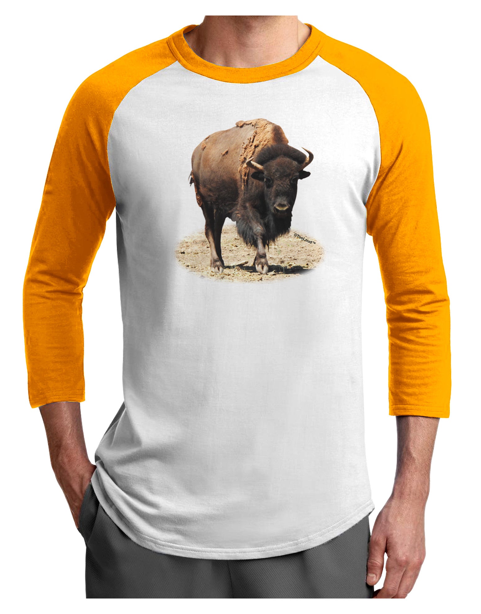 Strong Bison Cutout Adult Raglan Shirt-Raglan Shirt-TooLoud-White-Gold-X-Small-Davson Sales