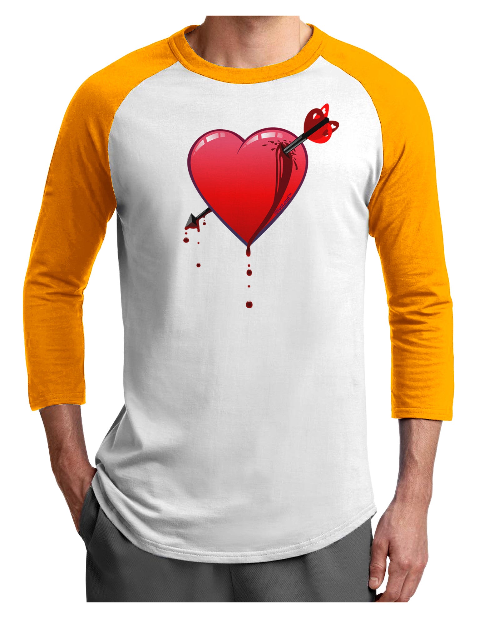 Shot Through the Heart Bleeding Adult Raglan Shirt by-Raglan Shirt-TooLoud-White-Gold-X-Small-Davson Sales