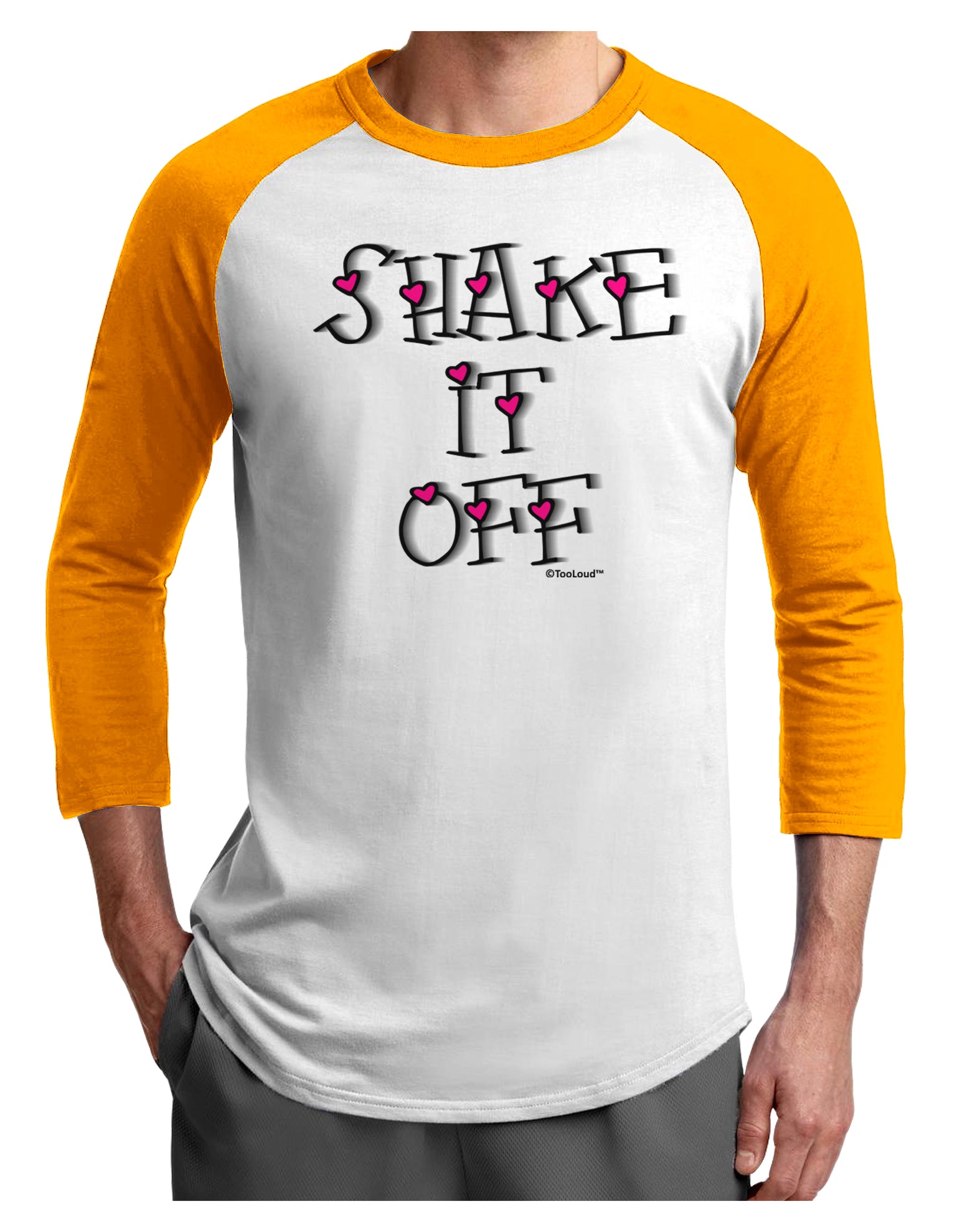 Shake It Off Text Cute with Hearts Adult Raglan Shirt by TooLoud-TooLoud-White-Gold-X-Small-Davson Sales