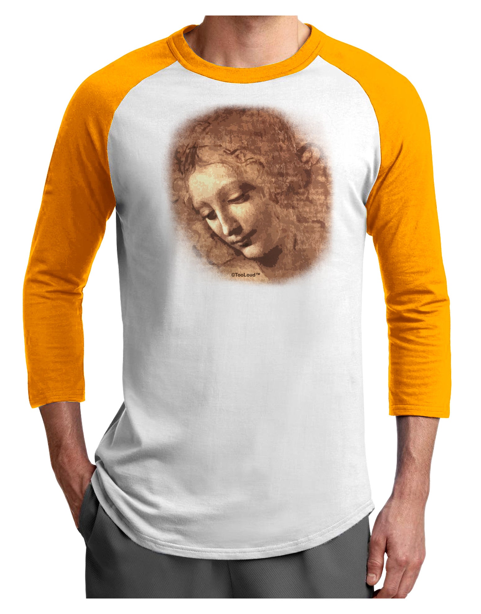 Lady With Disheveled Hair Adult Raglan Shirt-Raglan Shirt-TooLoud-White-Gold-X-Small-Davson Sales
