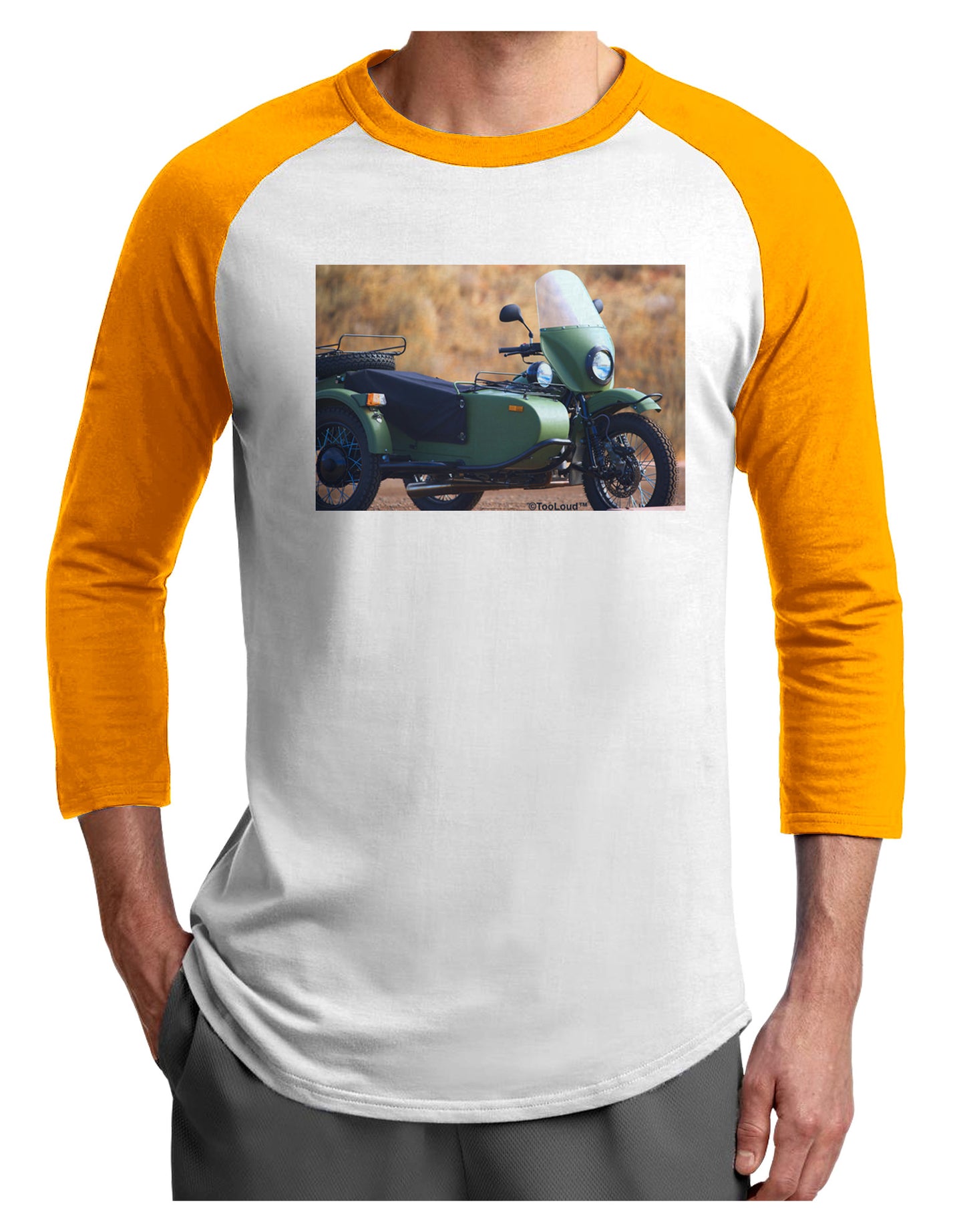 Sidecar Motorcycle Photo Adult Raglan Shirt-Raglan Shirt-TooLoud-White-Gold-X-Small-Davson Sales