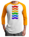 Colorful Rainbow Mustaches Adult Raglan Shirt-Raglan Shirt-TooLoud-White-Gold-X-Small-Davson Sales