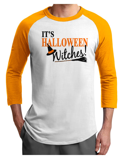 It's Halloween Witches Hat Adult Raglan Shirt-TooLoud-White-Gold-X-Small-Davson Sales