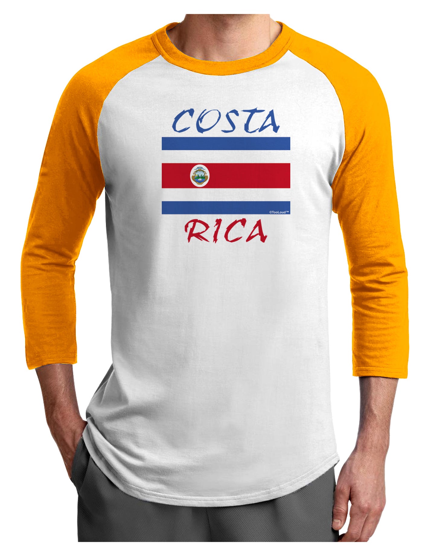 Costa Rica Flag Adult Raglan Shirt-Raglan Shirt-TooLoud-White-Gold-X-Small-Davson Sales