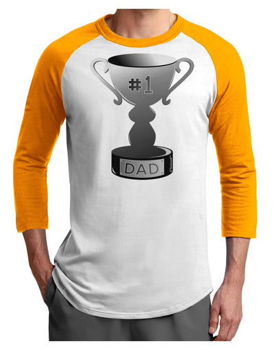 Number One Dad Trophy - Grayscale Adult Raglan Shirt-Raglan Shirt-TooLoud-White-Gold-X-Small-Davson Sales