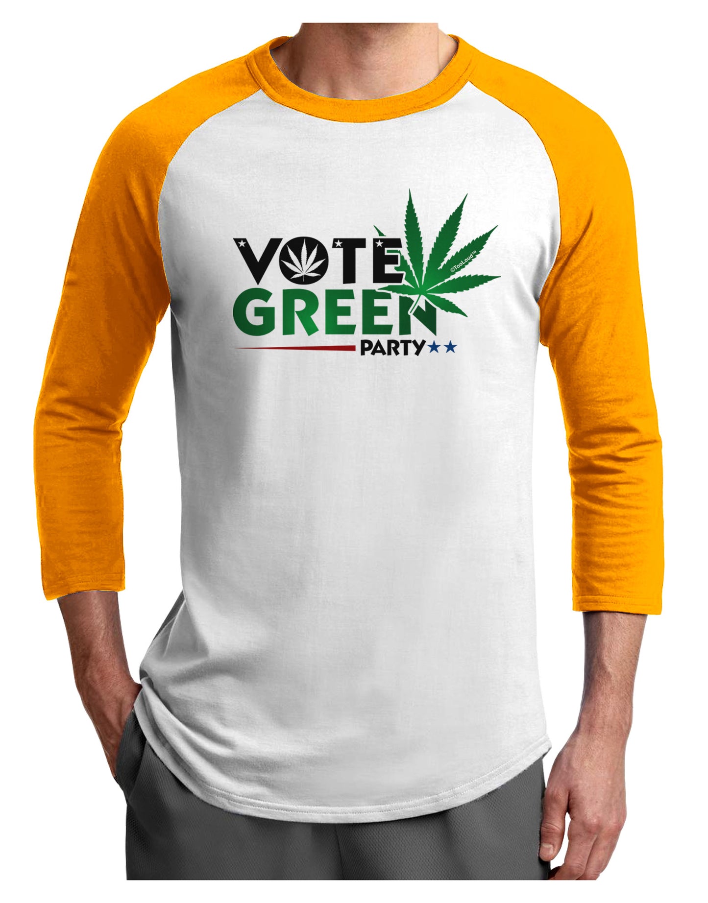 Vote Green Party - Marijuana Adult Raglan Shirt-Raglan Shirt-TooLoud-White-Gold-X-Small-Davson Sales