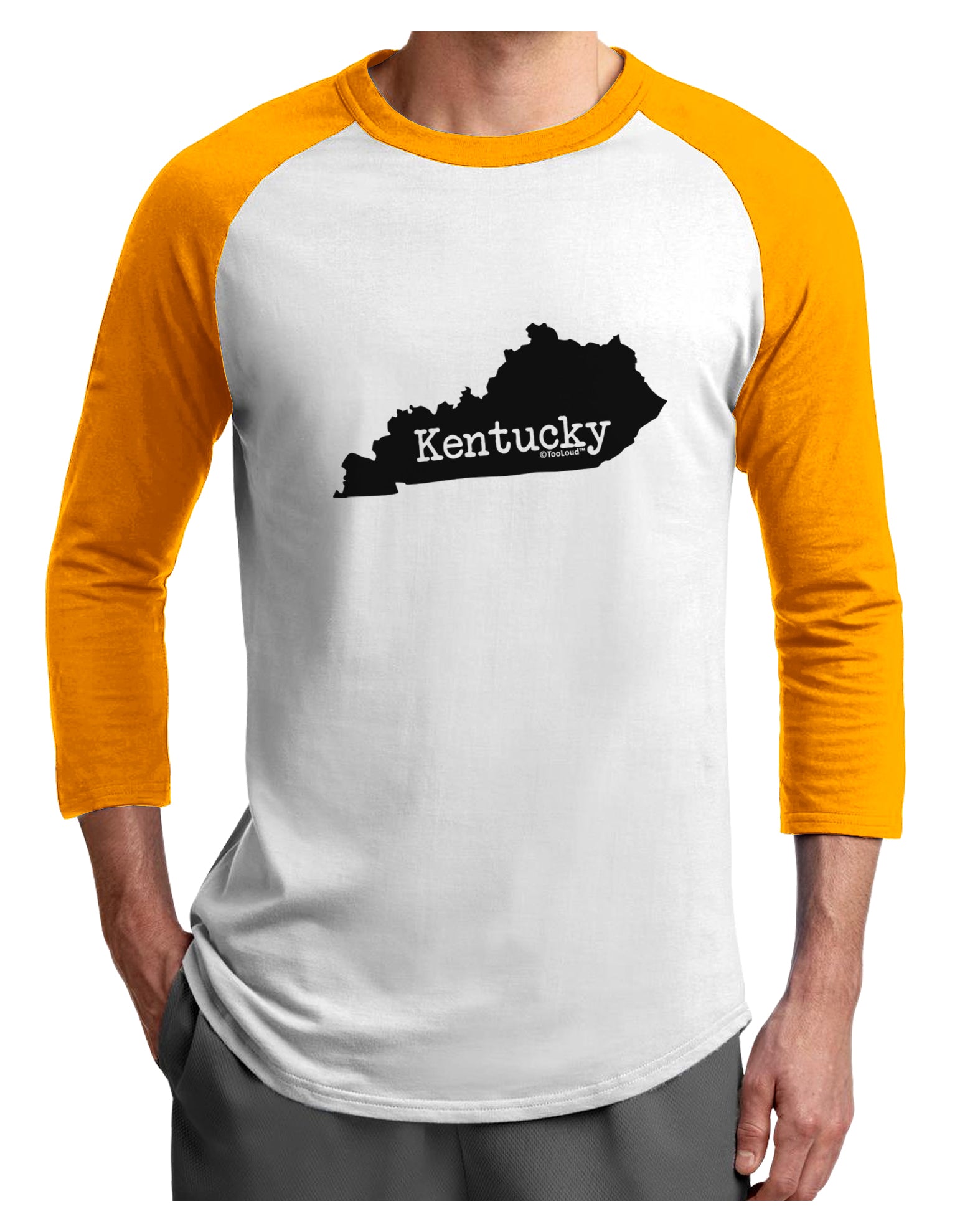 Kentucky - United States Shape Adult Raglan Shirt by TooLoud-TooLoud-White-Gold-X-Small-Davson Sales