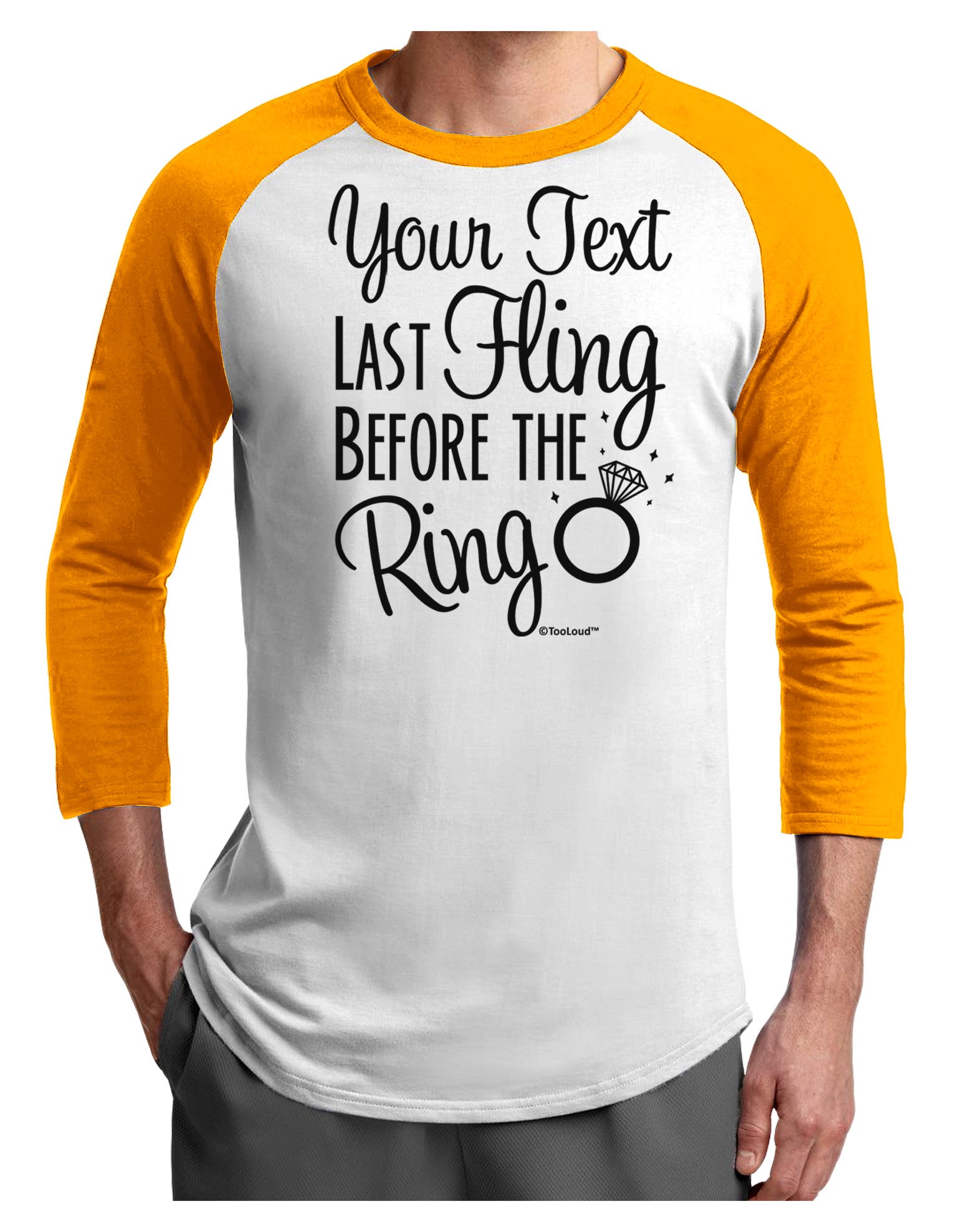 Personalized Bachelorette Party - Last Fling Before the Ring Adult Raglan Shirt-TooLoud-White-Gold-X-Small-Davson Sales