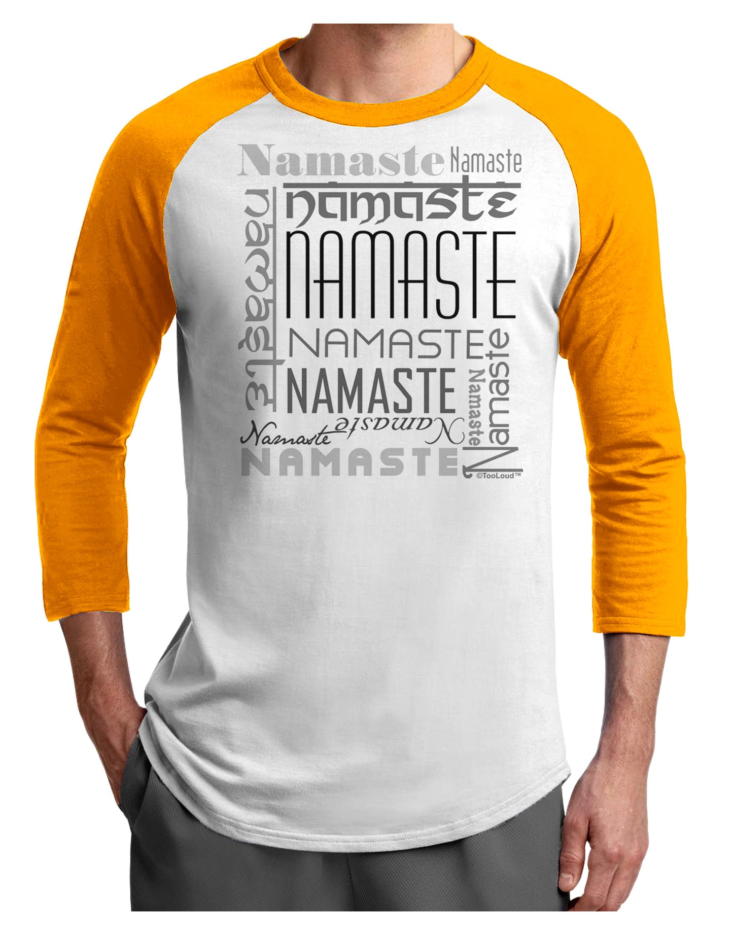 Namaste Rectangle Adult Raglan Shirt-Raglan Shirt-TooLoud-White-Gold-X-Small-Davson Sales