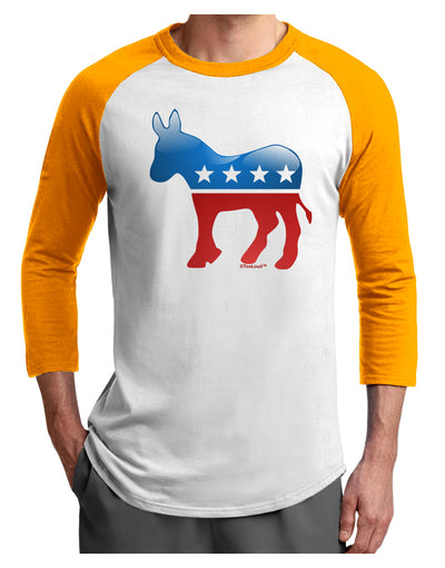 Democrat Bubble Symbol Adult Raglan Shirt-TooLoud-White-Gold-X-Small-Davson Sales