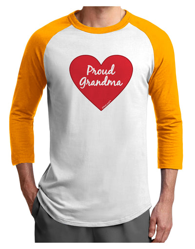 Proud Grandma Heart Adult Raglan Shirt-TooLoud-White-Gold-X-Small-Davson Sales