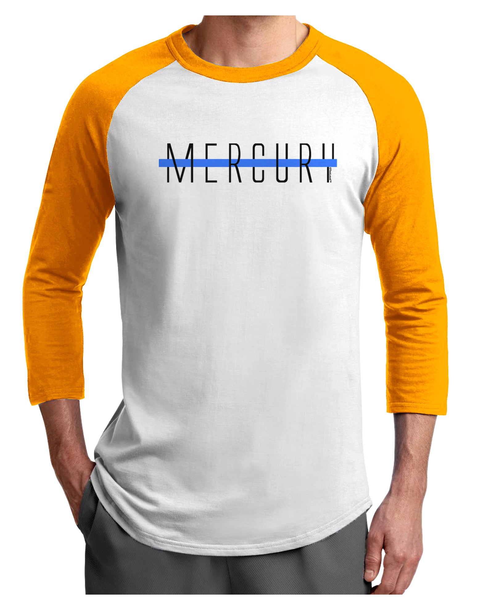 Planet Mercury Text Only Adult Raglan Shirt-Raglan Shirt-TooLoud-White-Gold-X-Small-Davson Sales