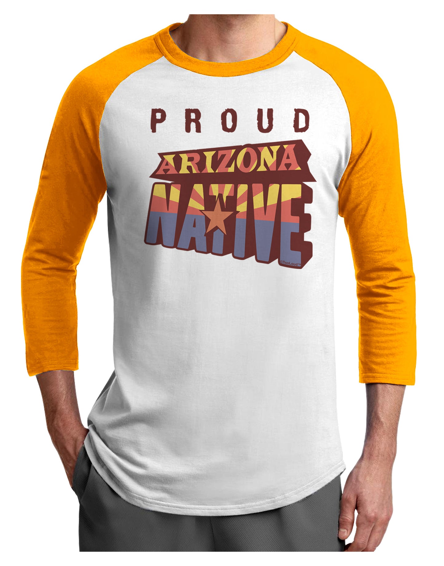 Proud Arizona Native Adult Raglan Shirt-Raglan Shirt-TooLoud-White-Gold-X-Small-Davson Sales