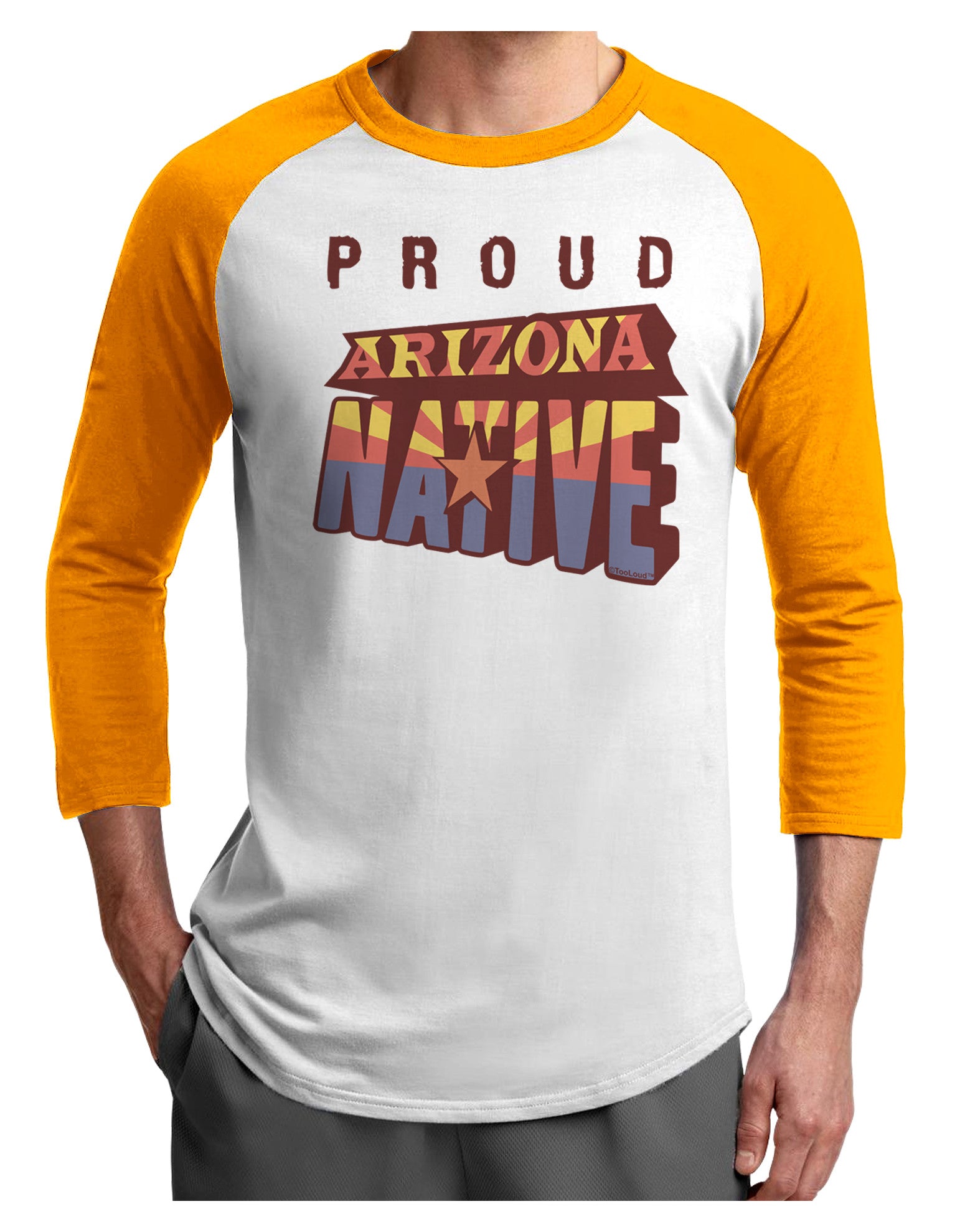 Proud Arizona Native Adult Raglan Shirt-Raglan Shirt-TooLoud-White-Gold-X-Small-Davson Sales