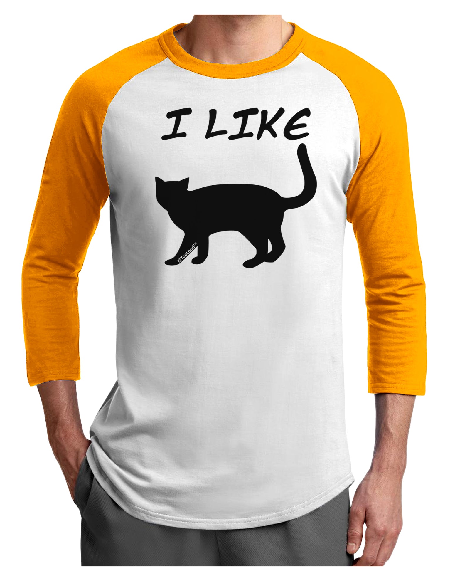 I Like Cat Silhouette Design Adult Raglan Shirt by TooLoud-TooLoud-White-Gold-X-Small-Davson Sales