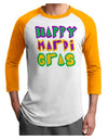 Happy Mardi Gras Text 2 Adult Raglan Shirt-TooLoud-White-Gold-X-Small-Davson Sales