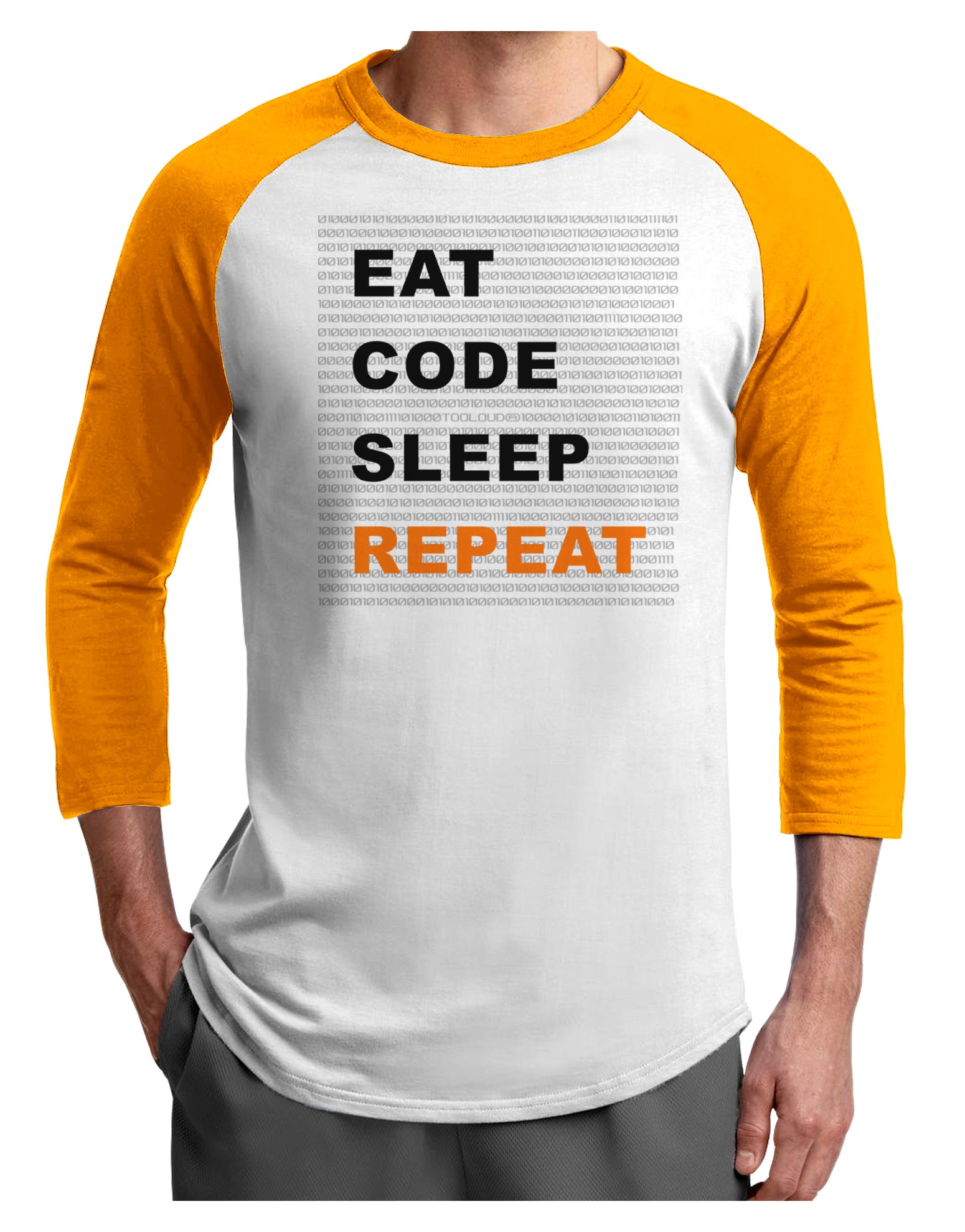 Eat Sleep Code Repeat Adult Raglan Shirt by TooLoud-TooLoud-White-Gold-X-Small-Davson Sales