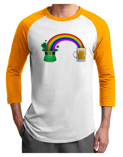 End Of The Rainbow - Beer Adult Raglan Shirt-Raglan Shirt-TooLoud-White-Gold-X-Small-Davson Sales