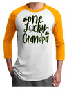 One Lucky Grandpa Shamrock Adult Raglan Shirt White Gold 3XL Tooloud