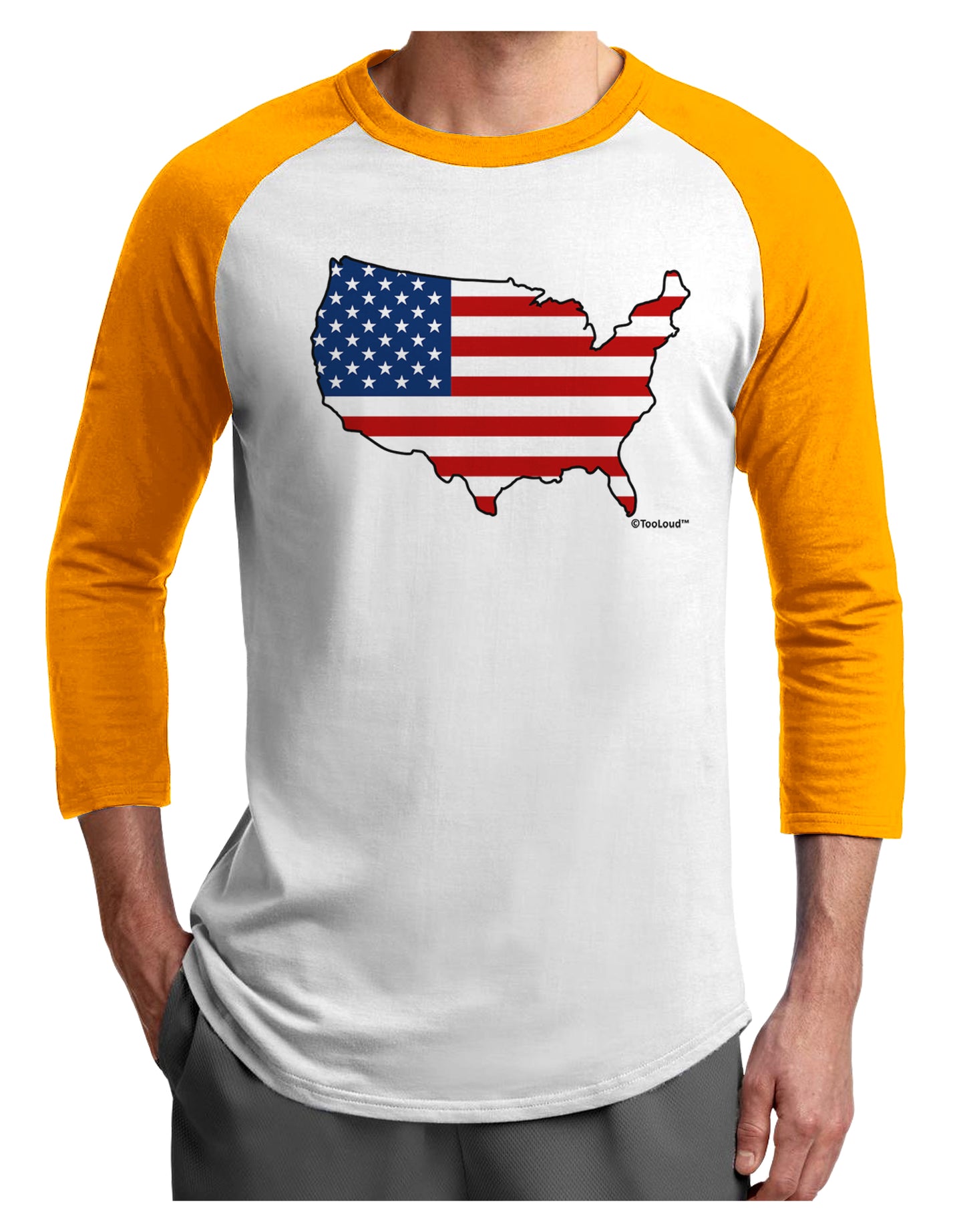 United States Cutout - American Flag Design Adult Raglan Shirt by TooLoud-TooLoud-White-Gold-X-Small-Davson Sales
