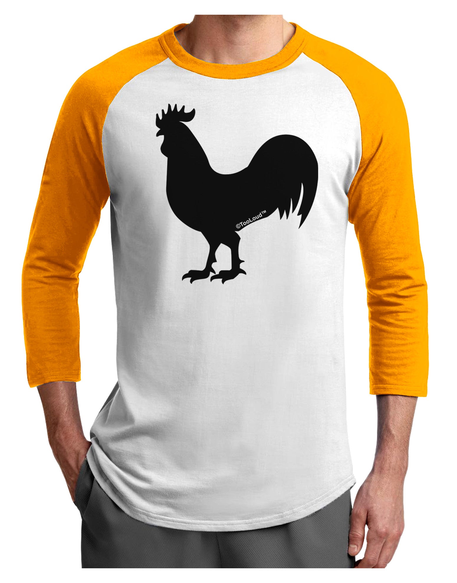 Rooster Silhouette Design Adult Raglan Shirt-Raglan Shirt-TooLoud-White-Gold-X-Small-Davson Sales