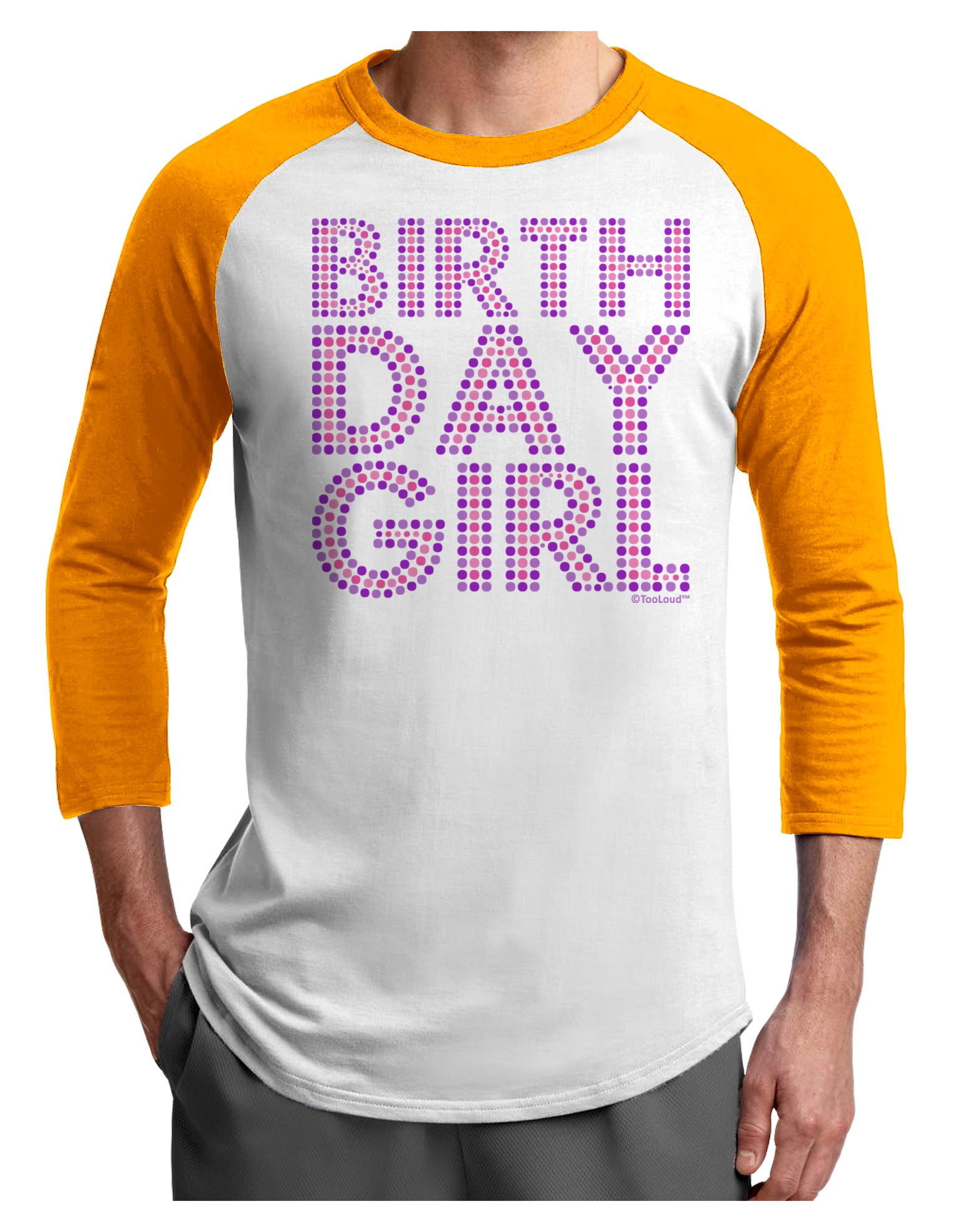 Birthday Girl - Pink and Purple Dots Adult Raglan Shirt by TooLoud-Raglan Shirt-TooLoud-White-Gold-X-Small-Davson Sales