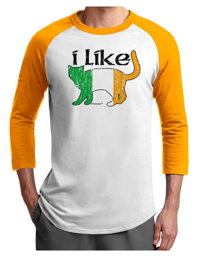 I Like Irish Cat Silhouette Adult Raglan Shirt by TooLoud-TooLoud-White-Gold-X-Small-Davson Sales