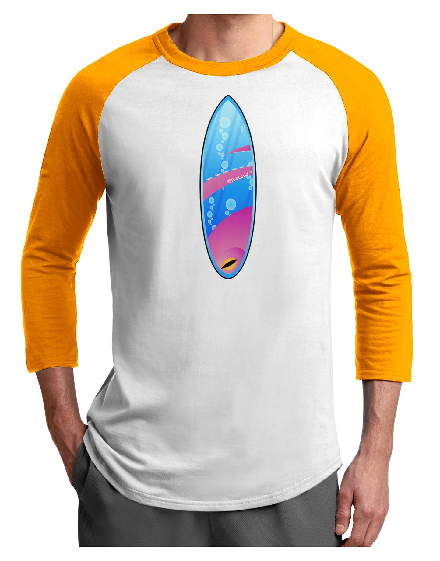 Octopus Surfboard Adult Raglan Shirt by TooLoud-TooLoud-White-Gold-X-Small-Davson Sales