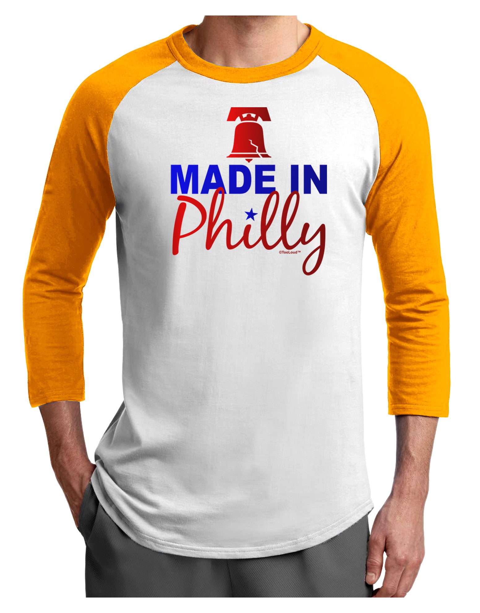 Made In Philly Adult Raglan Shirt-Raglan Shirt-TooLoud-White-Gold-X-Small-Davson Sales