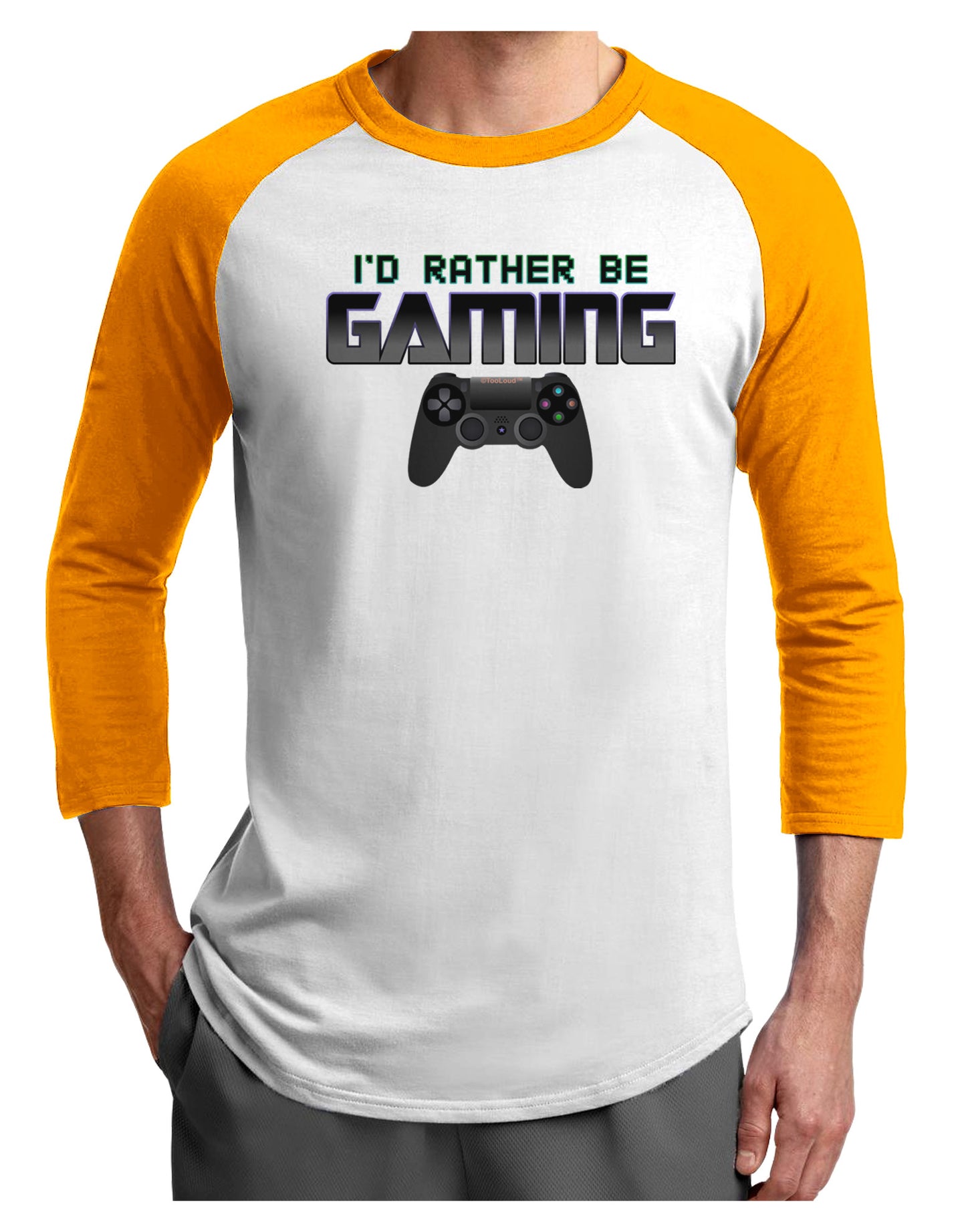 I'd Rather Be Gaming Adult Raglan Shirt-Raglan Shirt-TooLoud-White-Gold-X-Small-Davson Sales